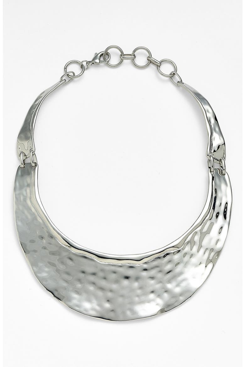 'Make a Statement' Hammered Bib Necklace, Main, color, SILVER
