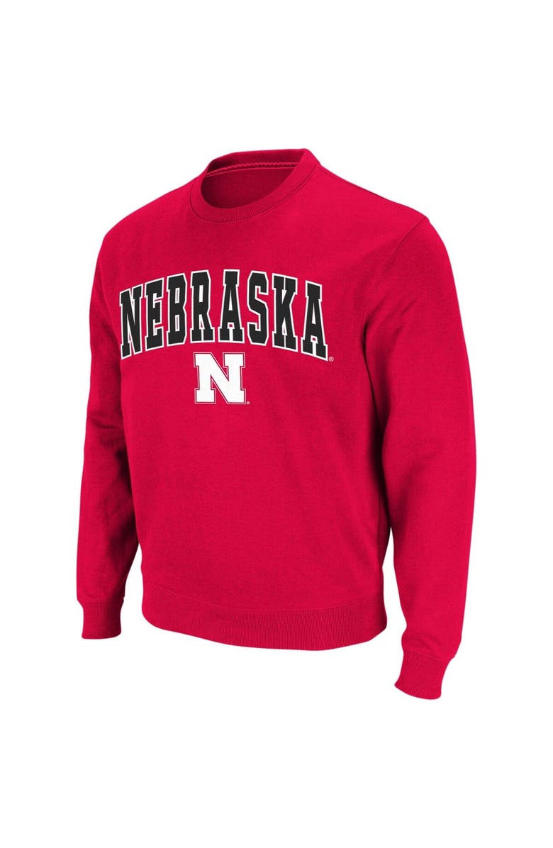 COLOSSEUM Men's Colosseum Scarlet Nebraska Huskers Arch & Logo Crew Neck Sweatshirt, Alternate, color, Scarlet