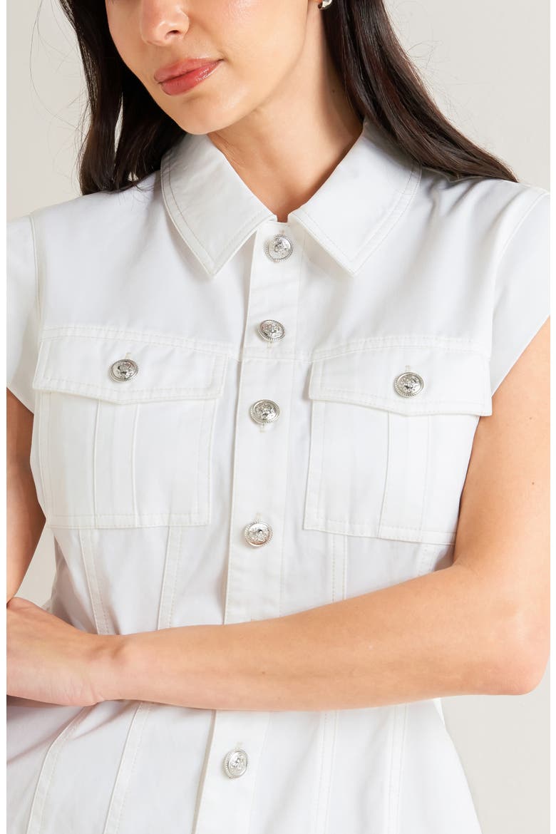 Denim Minidress, Alternate, color, WHITE