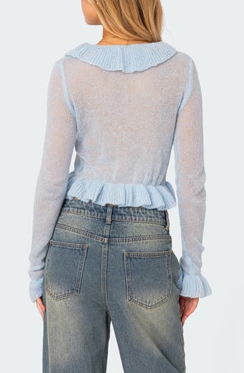 EDIKTED Ryleigh Ruffle Tie Front Cardigan | Nordstrom