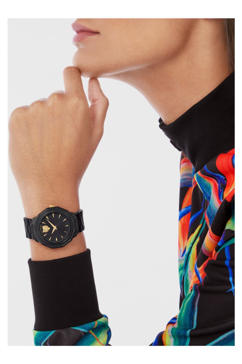 Sport Dynasty Silicone Strap Watch, 37mm, Alternate, color, BLACK