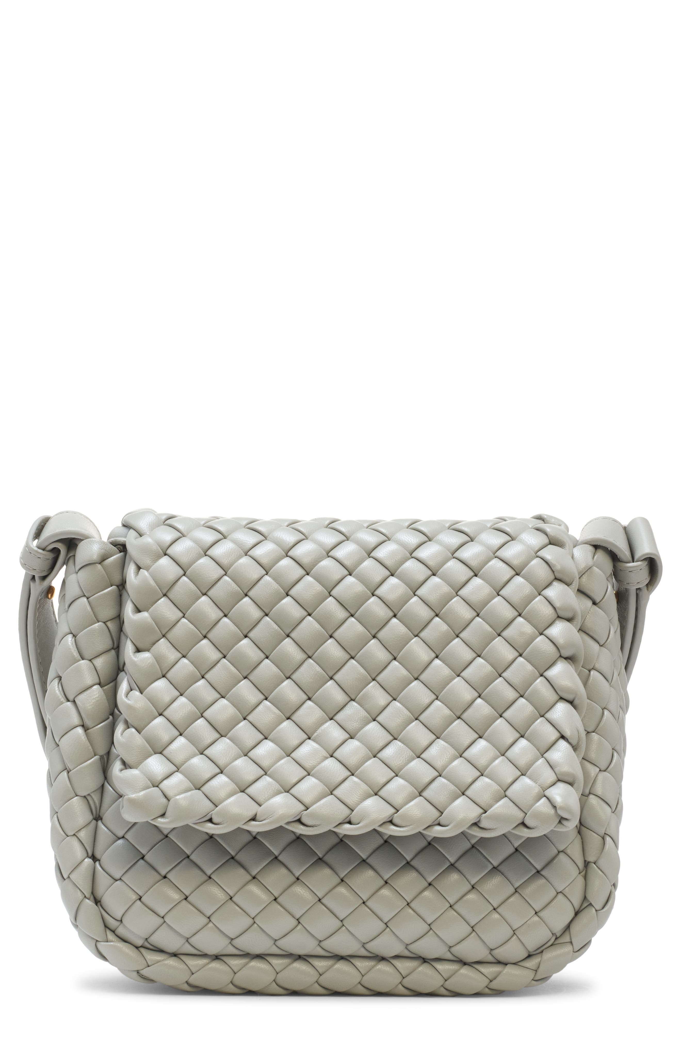 Mini Cobble Padded Intrecciato Leather Shoulder Bag, Main, color, AGATE GREY/ GOLD