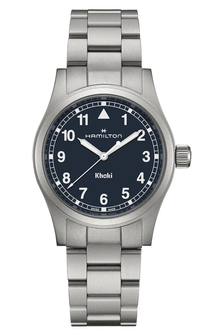 Khaki Field Bracelet Watch, 38mm, Main, color, BLUE