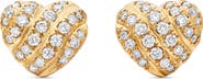 David Yurman Heart Stud Earrings in 18K Yellow Gold with Pavé Diamonds