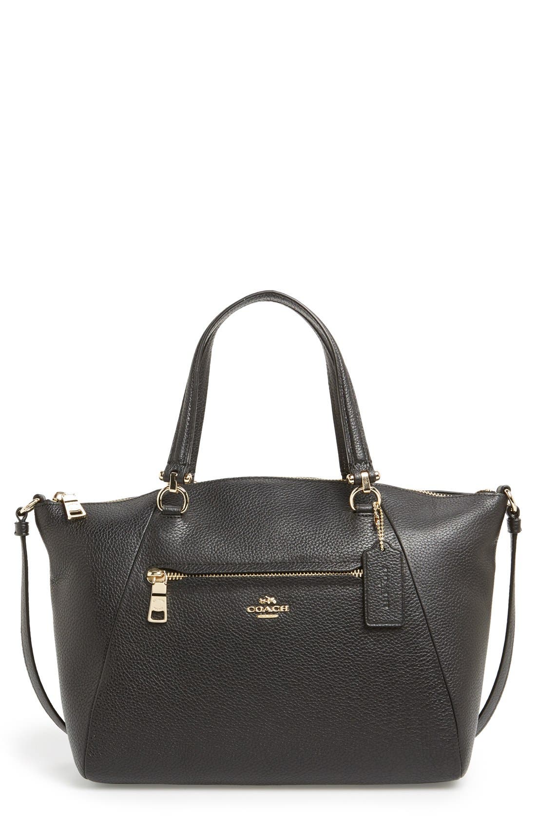 'Prairie' Leather Satchel, Main, color, BLACK