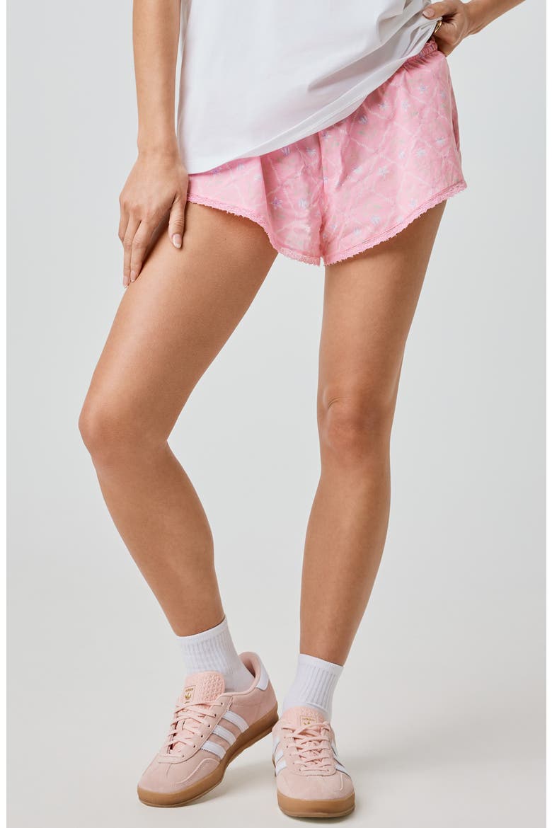 Lace Trim Shorts, Main, color, GEORGIA PEACH FLORAL