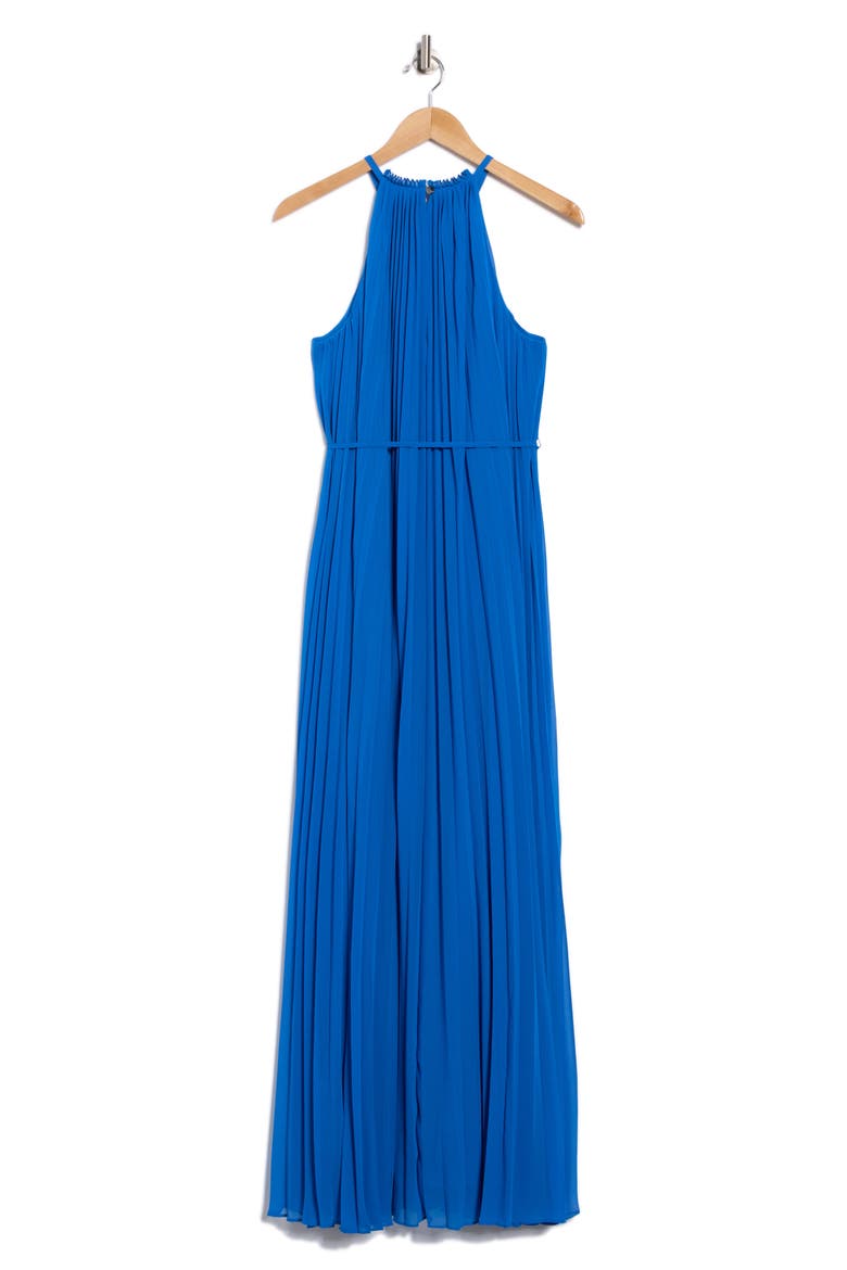 Helyos Pleated Maxi Halter Dress, Alternate, color, BLUE