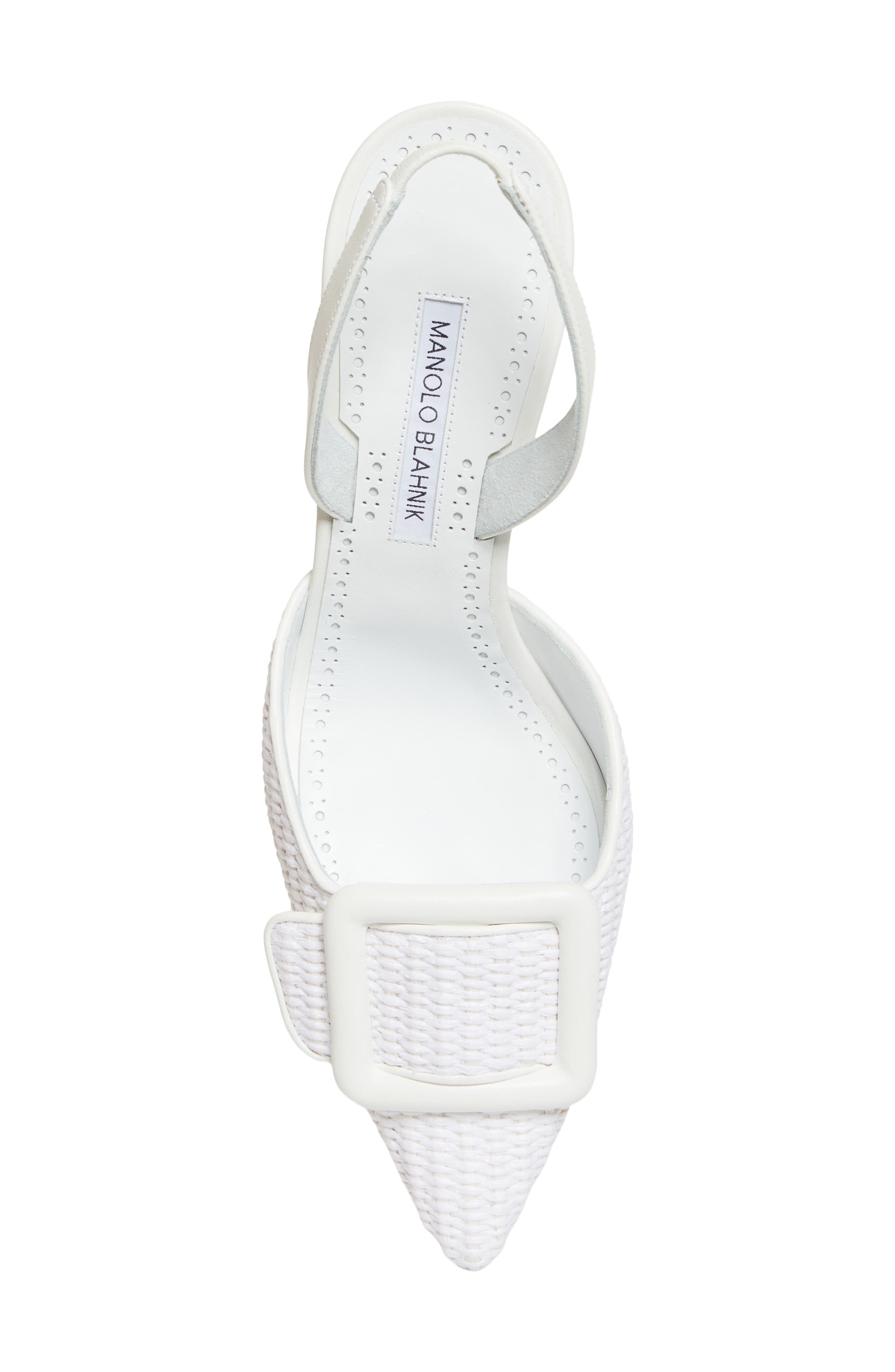 Manolo Blahnik Maysli Buckle Slingback Pump, Alternate, color, White