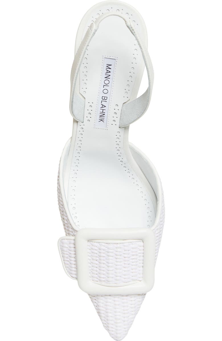 Manolo Blahnik Maysli Buckle Slingback Pump, Alternate, color, White