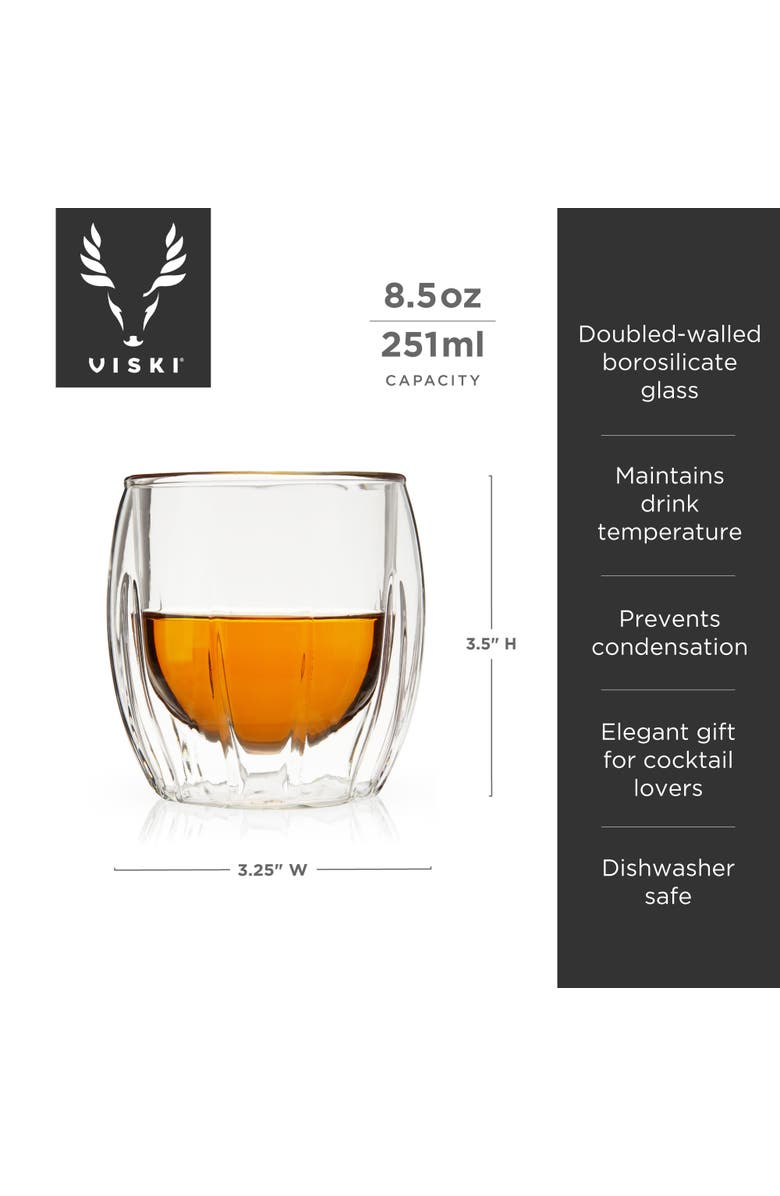 Viski Double Walled Spirits Glasses Set of 2, Alternate, color, Clear