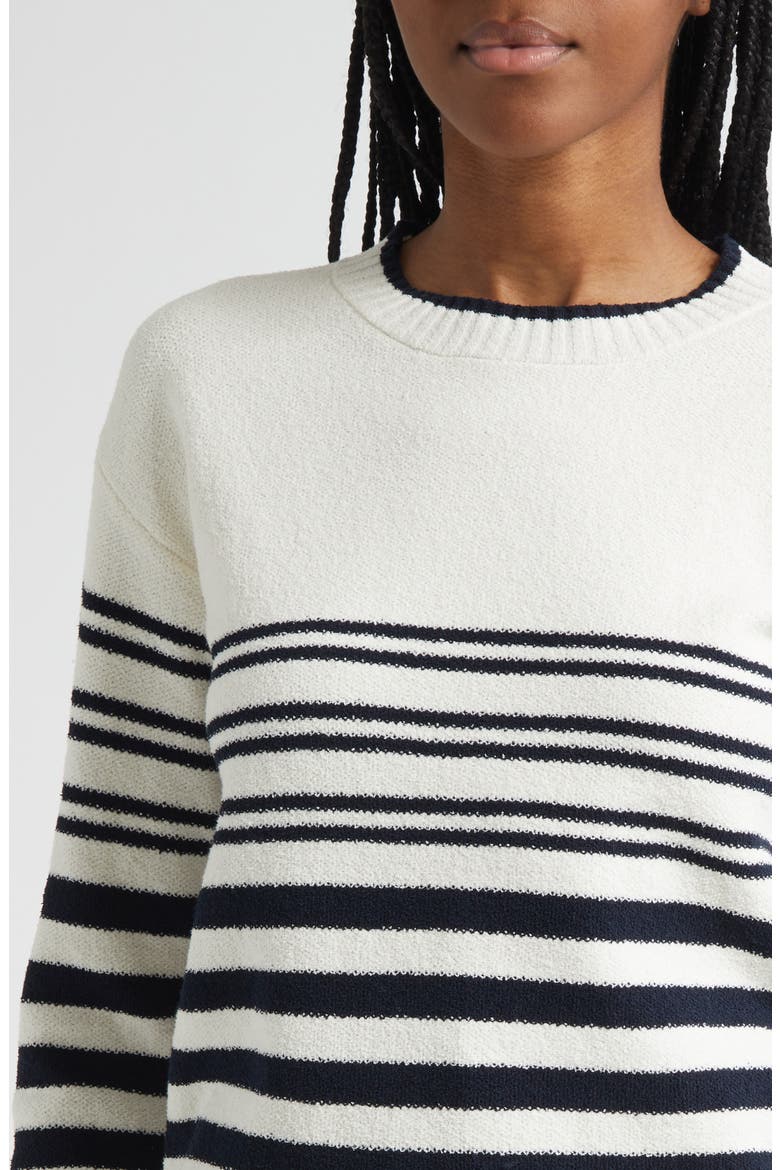 Rielly Stripe Crewneck Sweater, Alternate, color, OFF WHITE NAVY
