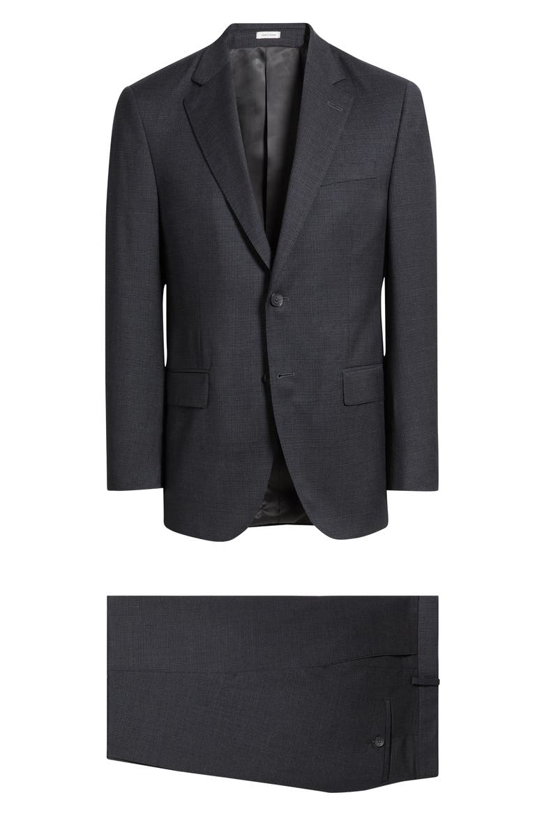 Flynn Classic Fit Charcoal Grey Microcheck Wool Suit, Main, color, CHARCOAL
