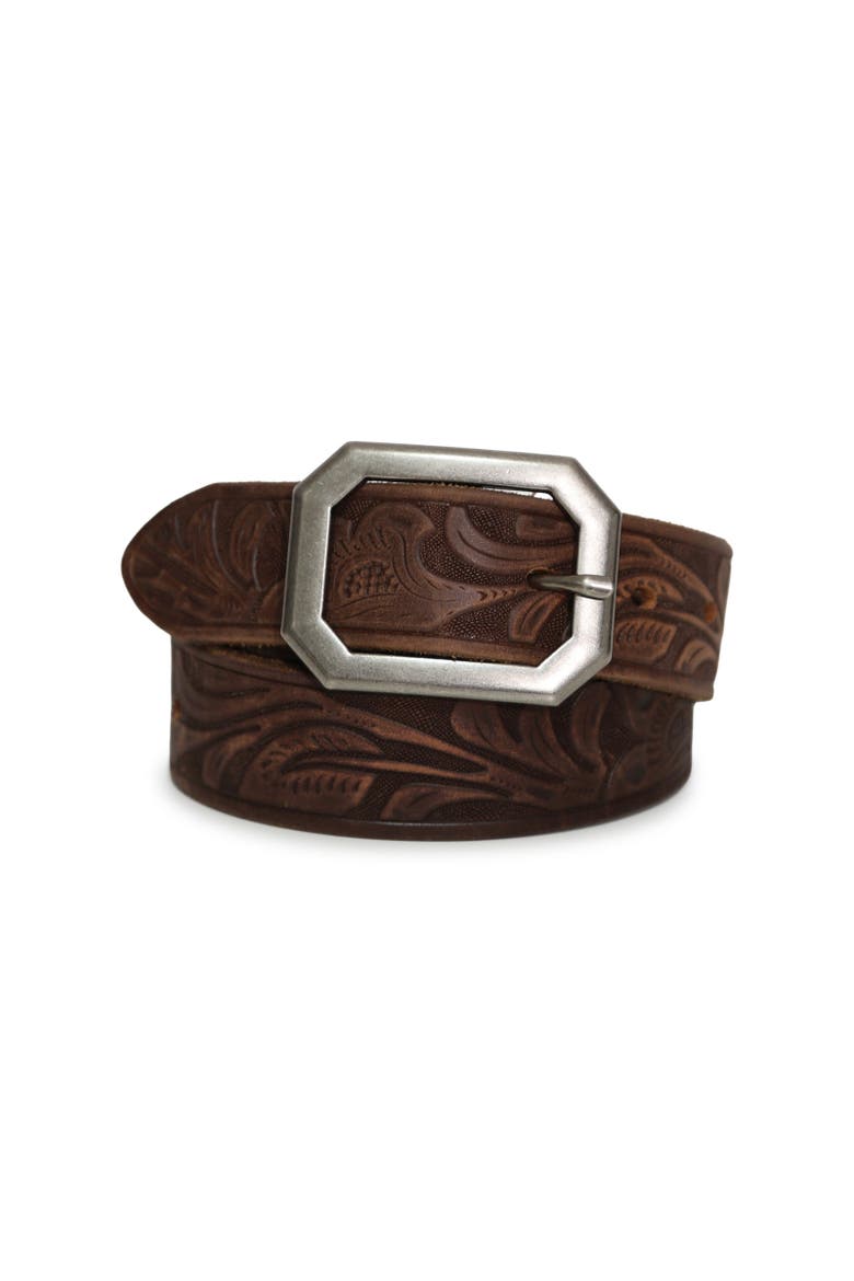 Stand By Me Embossed Leather Belt, Alternate, color, Dark Brown