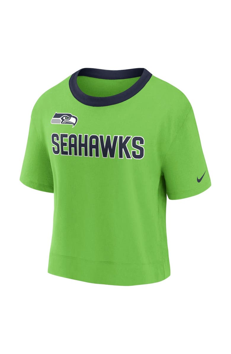 Nike Women's Nike Neon Green Seattle Seahawks High Hip Fashion Cropped Top, Alternate, color, 