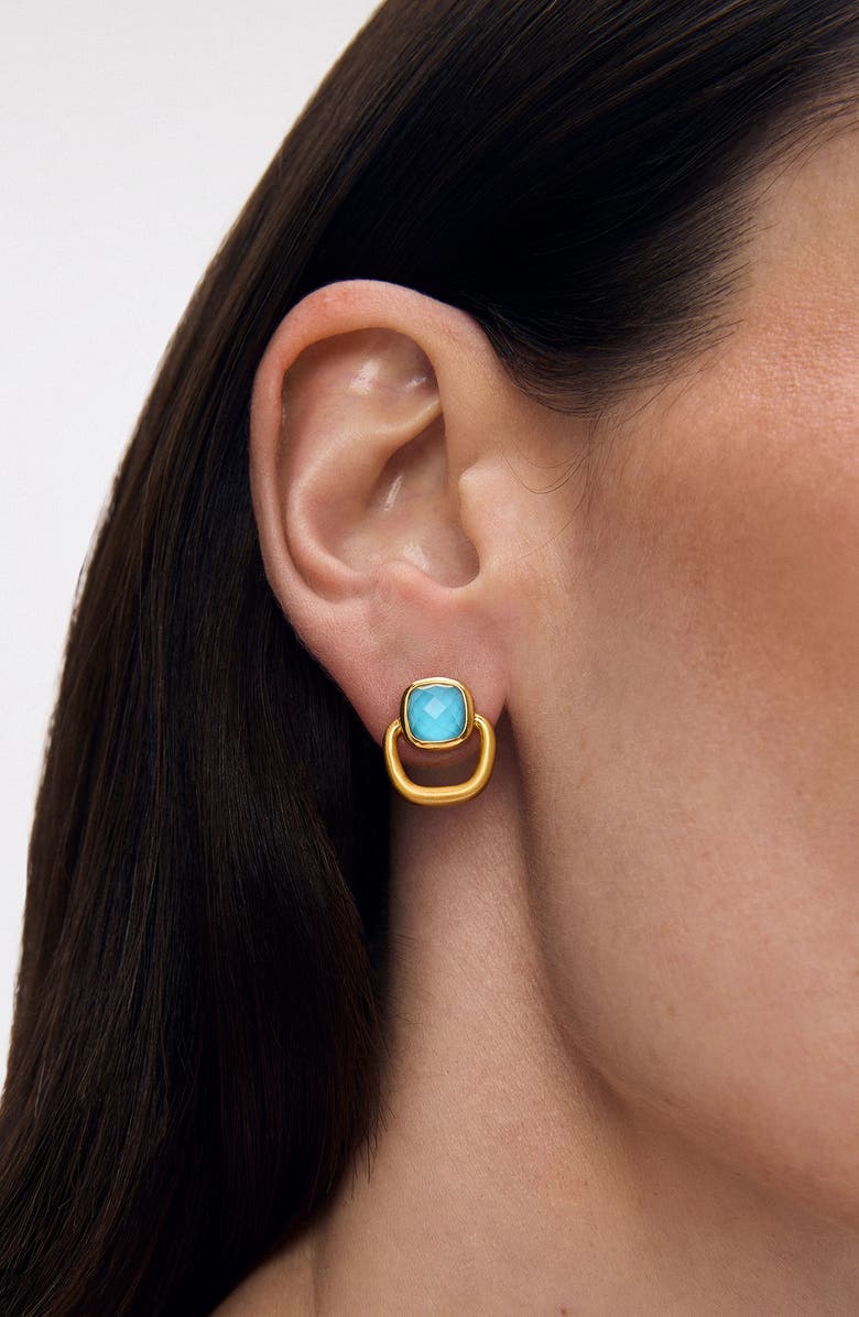 Dean Davidson Monterey Knocker Stud Earrings, Alternate, color, Iridescent Turq/ Gold