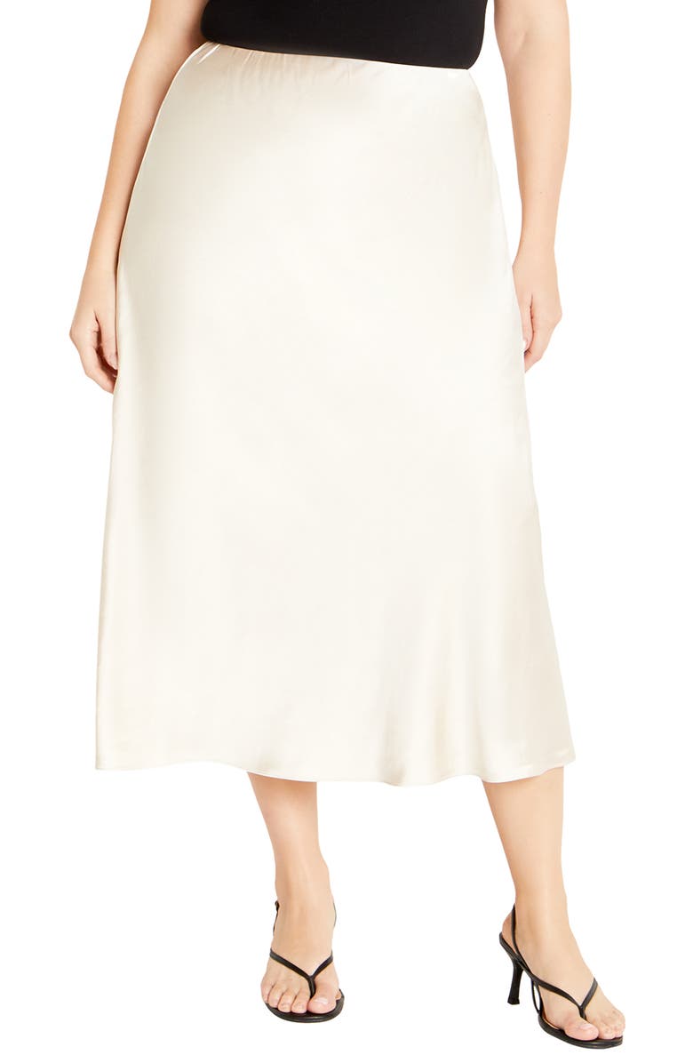 City Chic Miranda Midi Skirt, Main, color, Cream