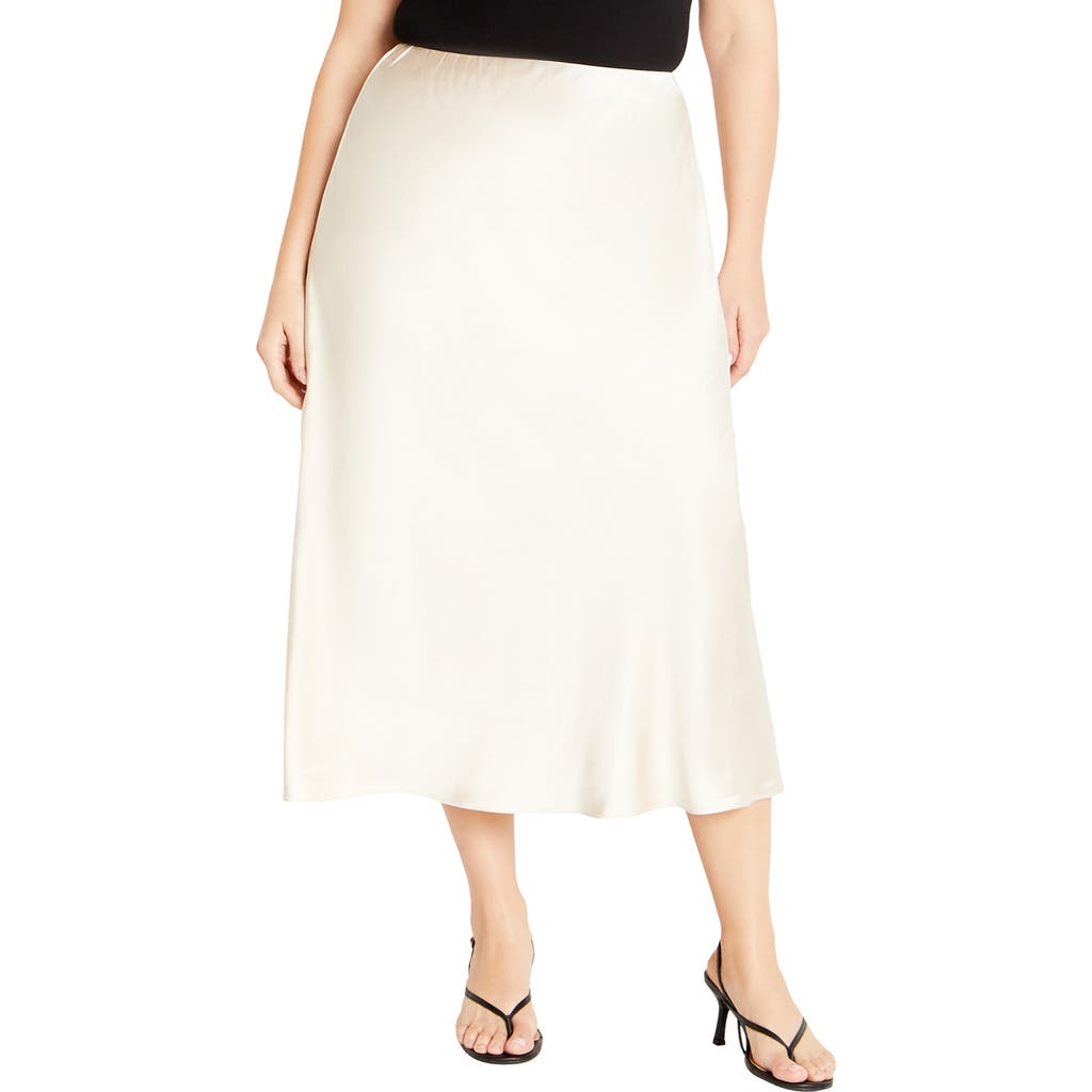 City Chic Miranda Midi Skirt In White