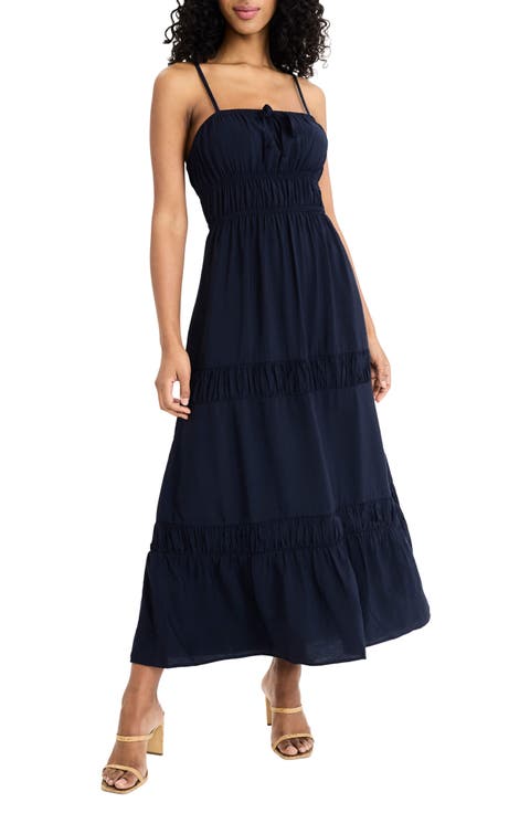 Square Neck Tiered Midi Sundress
