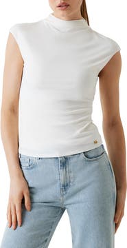 Marciano Mel Ruched Logo Detail Knit Top