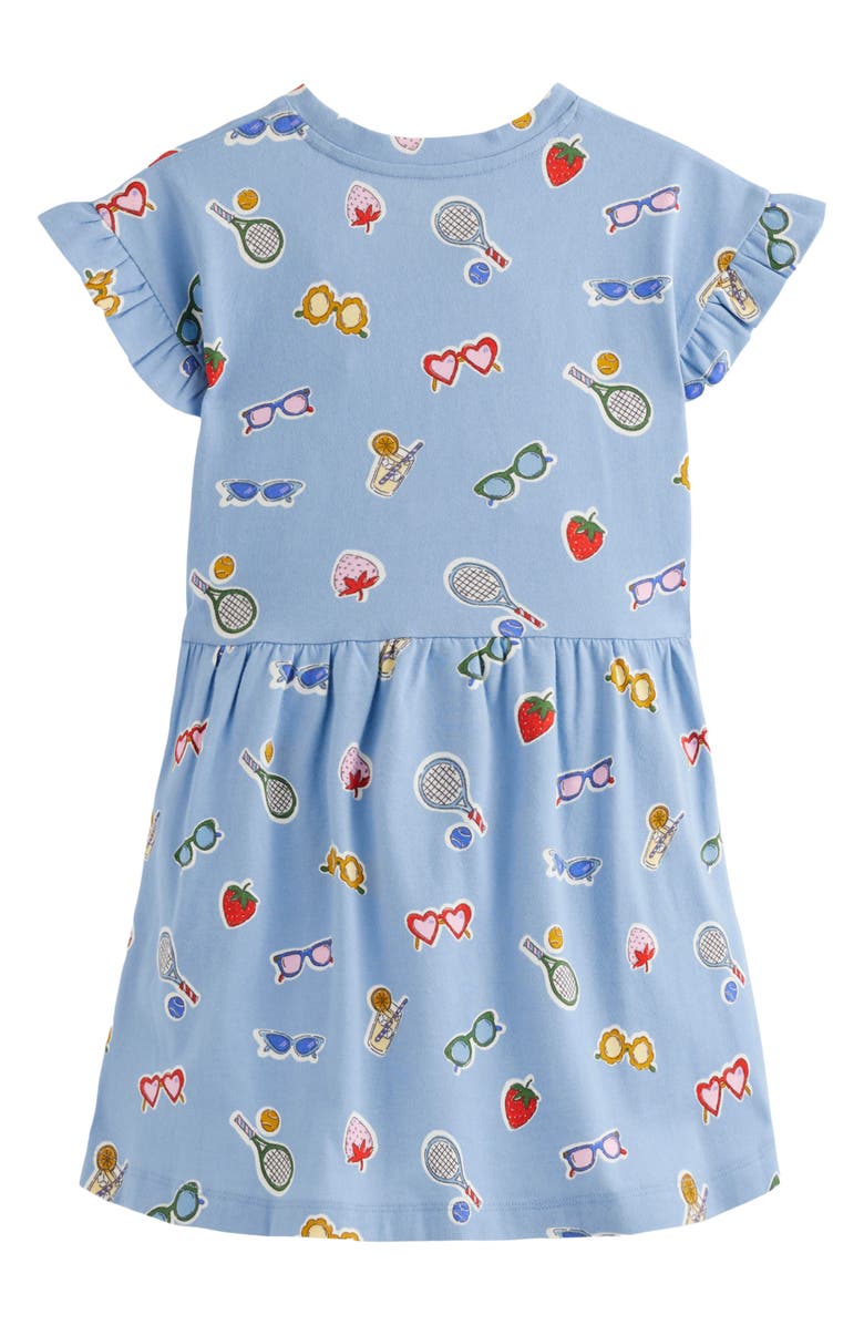 Mini Boden Kids' Print Cotton Jersey T-Shirt Dress, Alternate, color, Glacier Blue Holiday Print