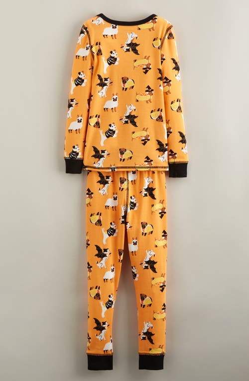 Nordstrom Kids' Print Fitted Cotton Pajamas In Orange