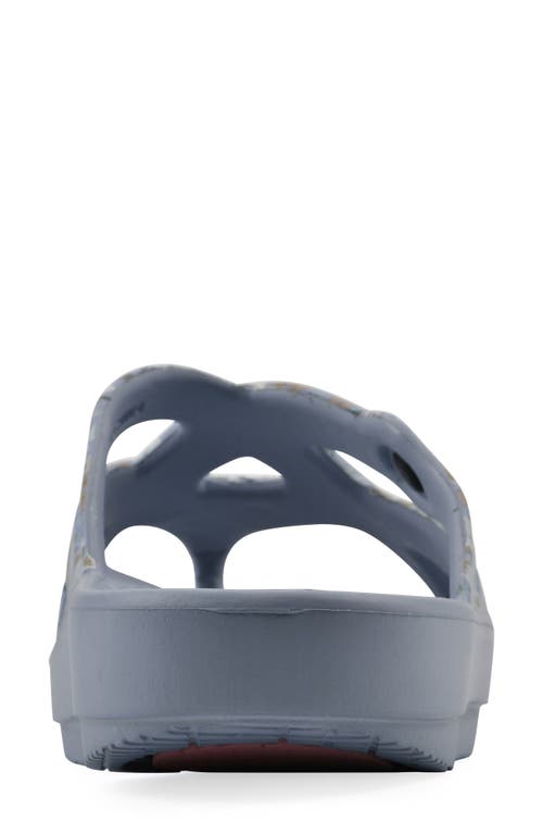 Cliffs By White Mountain Rip Foam Slide Sandal In Light Blue Floral Print
