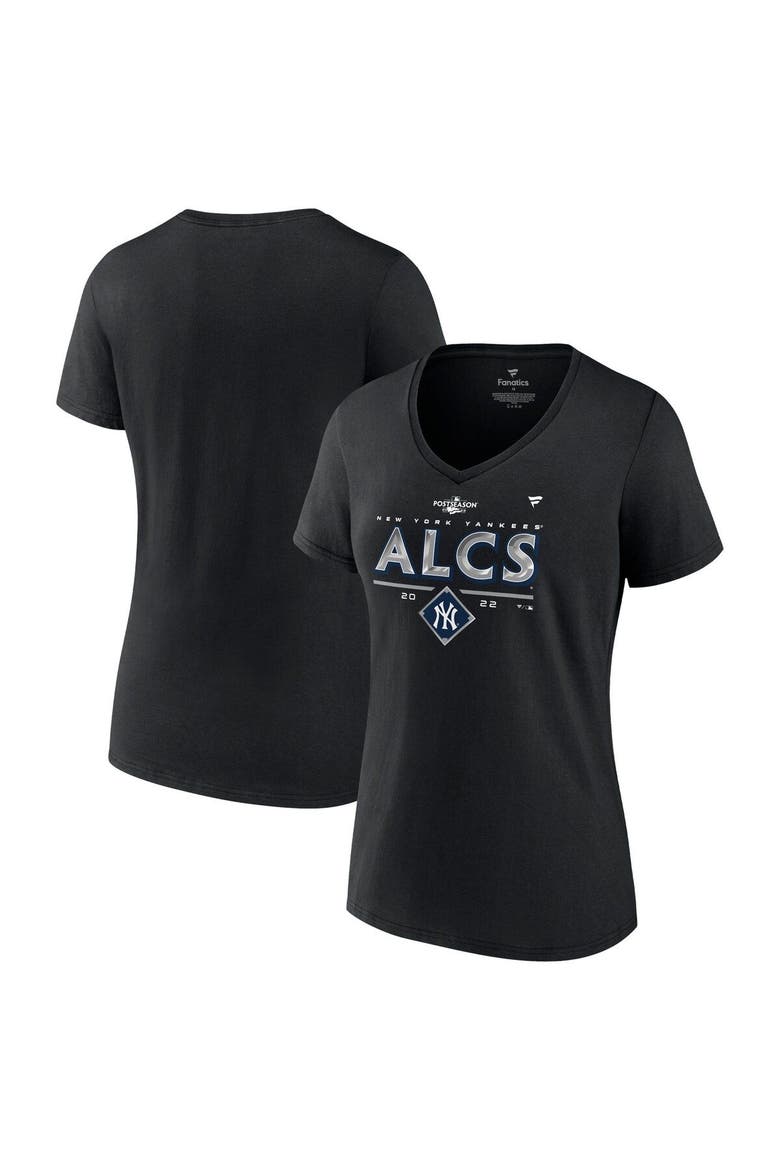 Women's Fanatics Branded Black New York Yankees 2022 Division Series Winner Locker Room V-Neck T-Shirt, Main, color, Black