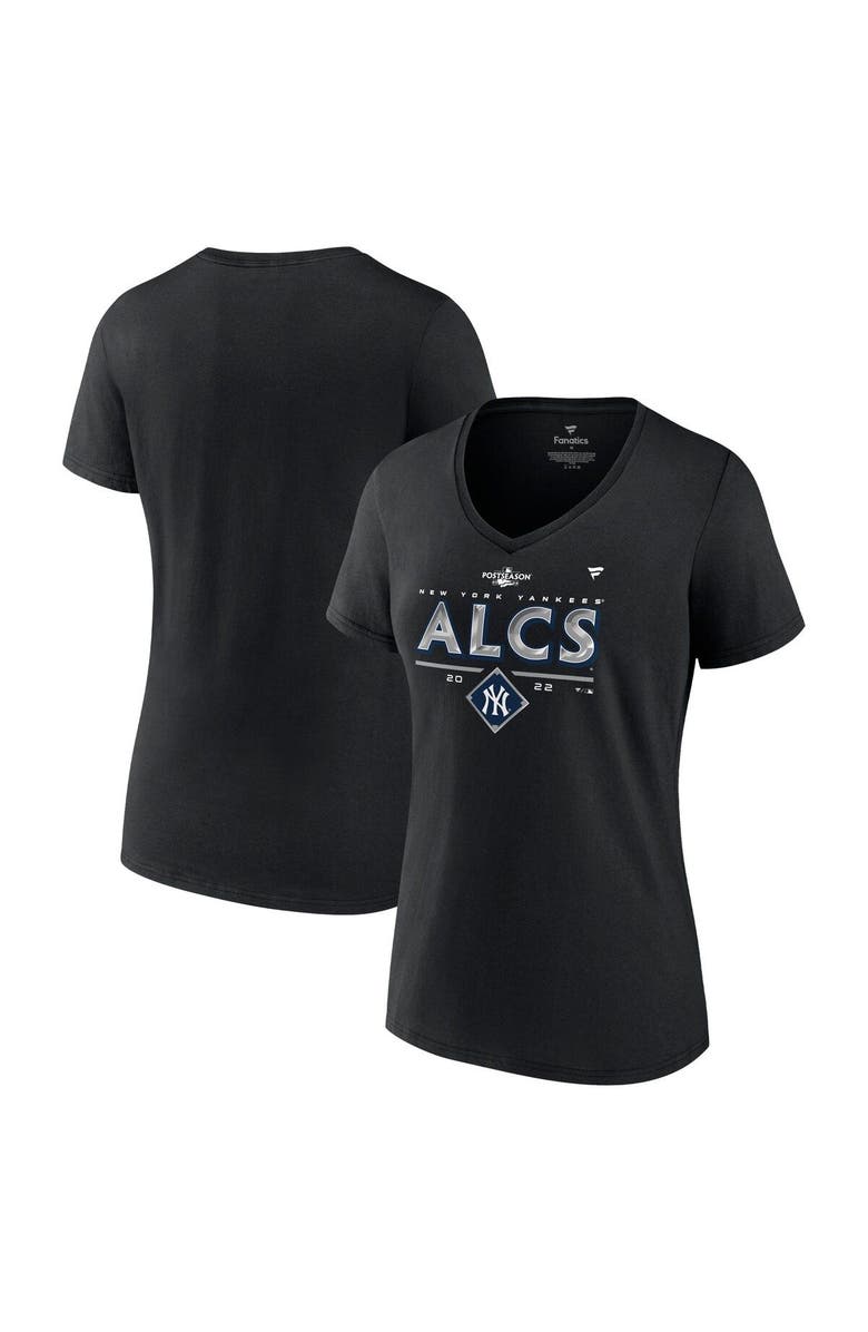 FANATICS Women's Fanatics Branded Black New York Yankees 2022 Division Series Winner Locker Room V-Neck T-Shirt, Main, color, 