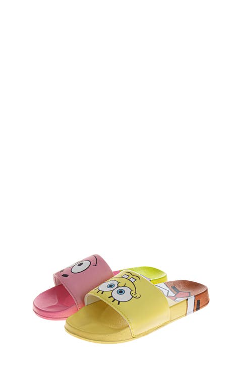 x Nickelodeon™ Kids' SpongeBob SquarePants & Patrick Mismatch Slide Sandal (Toddler & Little Kid)