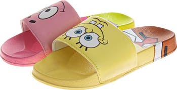 x Nickelodeon<sup>™</sup> Kids' SpongeBob SquarePants & Patrick Mismatch Slide Sandal