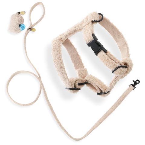 Teddy Bouclé Adjustable H Harness and Leash Walk Set with Poop Bag Pouch