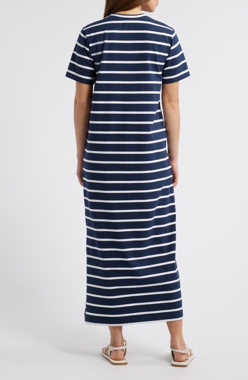 Caslonr Caslon(r) Patch Pocket Stripe Maxi T-shirt Dress In Navy- White Tilly Stripe