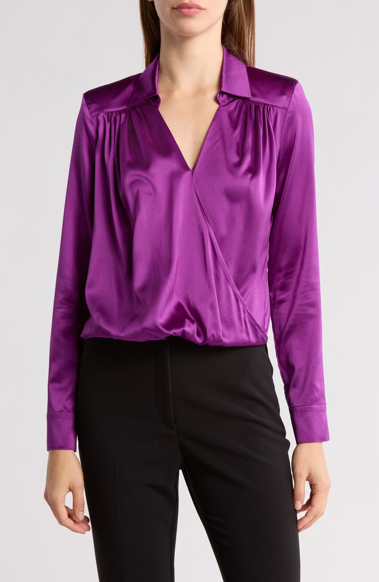 Veronica Beard Rozik Stretch Silk Top, Main, color, Dark Violet