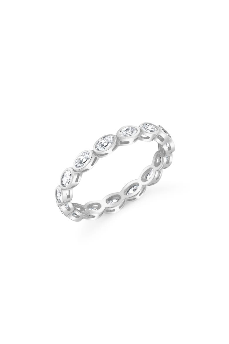 Oval Cut Cubic Zirconia Eternity Ring, Main, color, PURE PLATINUM / CLEAR STONE