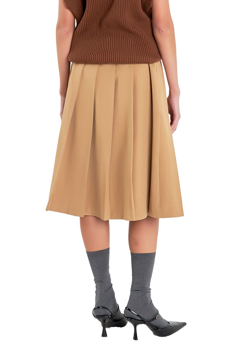 Pleated Midi Skirt, Alternate, color, TAN