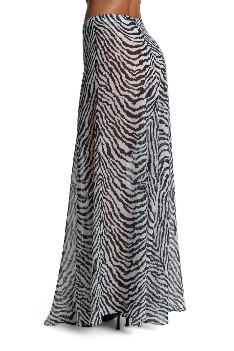 Chiffon A-Line Maxi Skirt, Alternate, color, ZEBRA WHITE/ BLACK