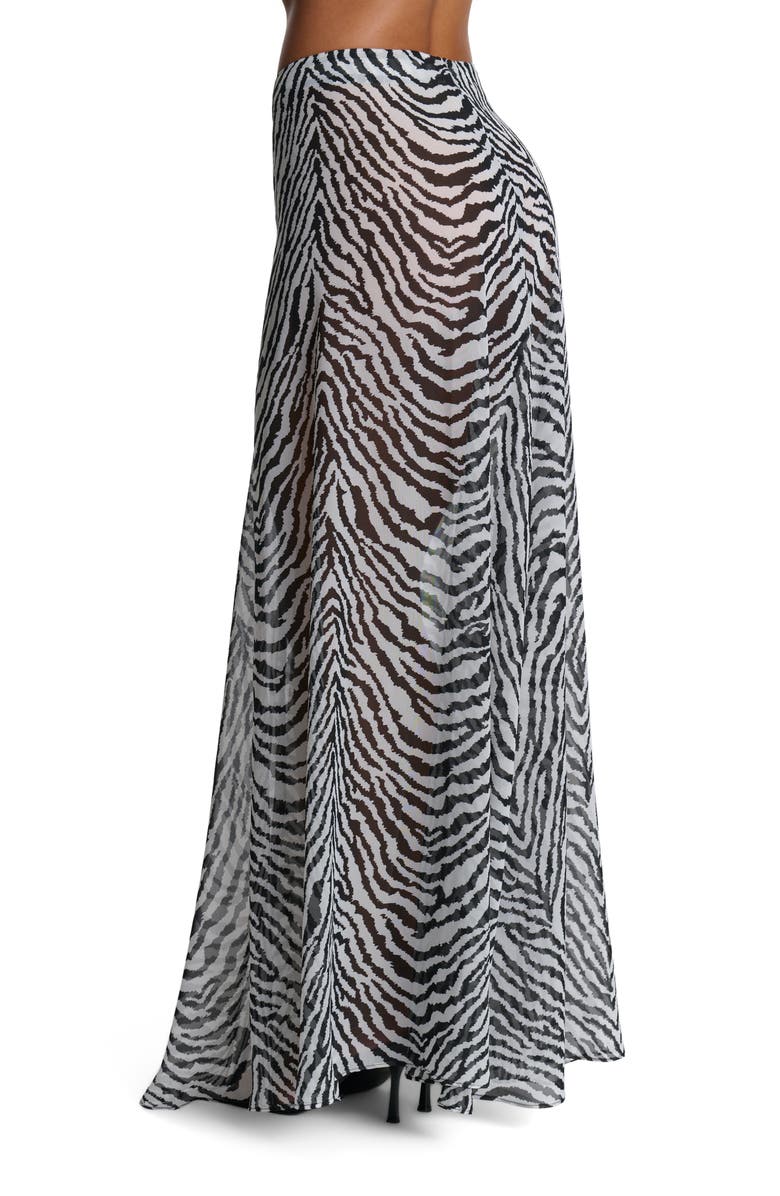 Naked Wardrobe Chiffon A-Line Maxi Skirt, Alternate, color, Zebra White/ Black