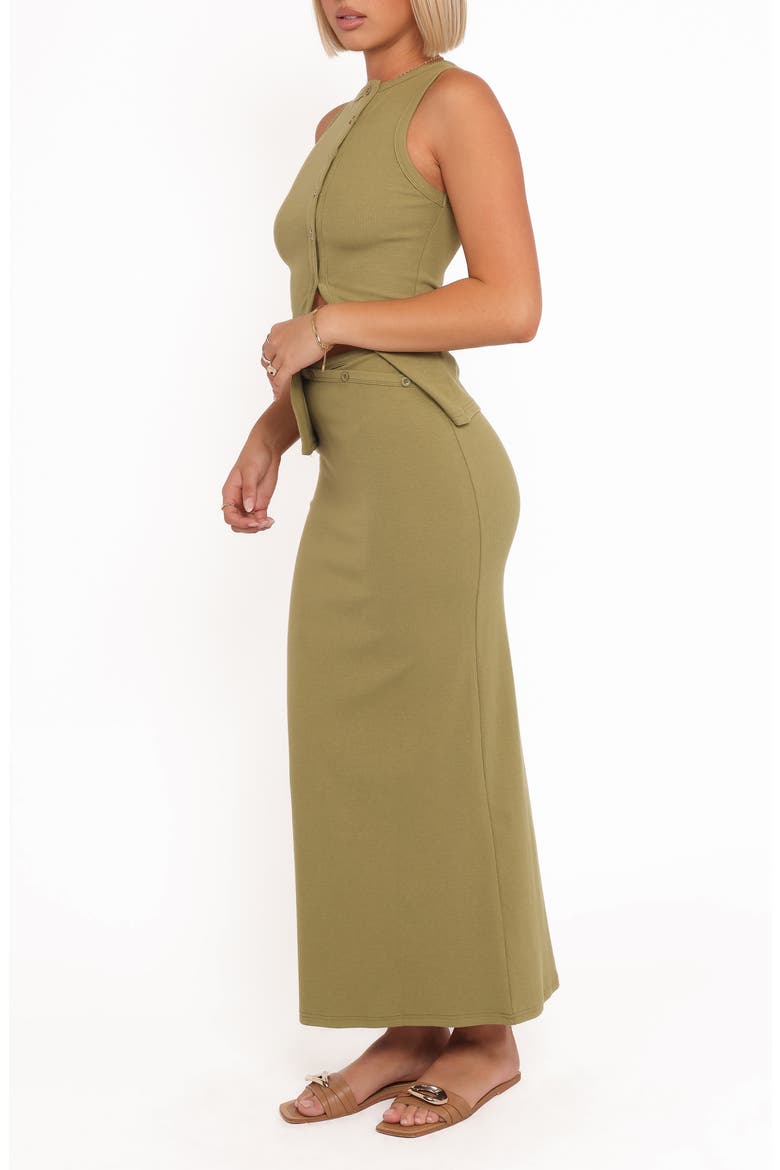 Adeline Button-Up Top & Maxi Skirt Set, Alternate, color, OLIVE GREEN