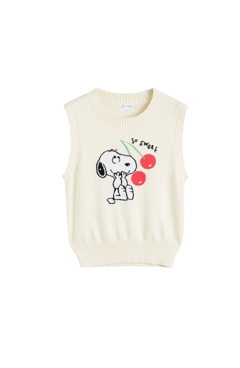 Chinti & Parker Cotton Snoopy Cherry Tank, Alternate, color, Cream