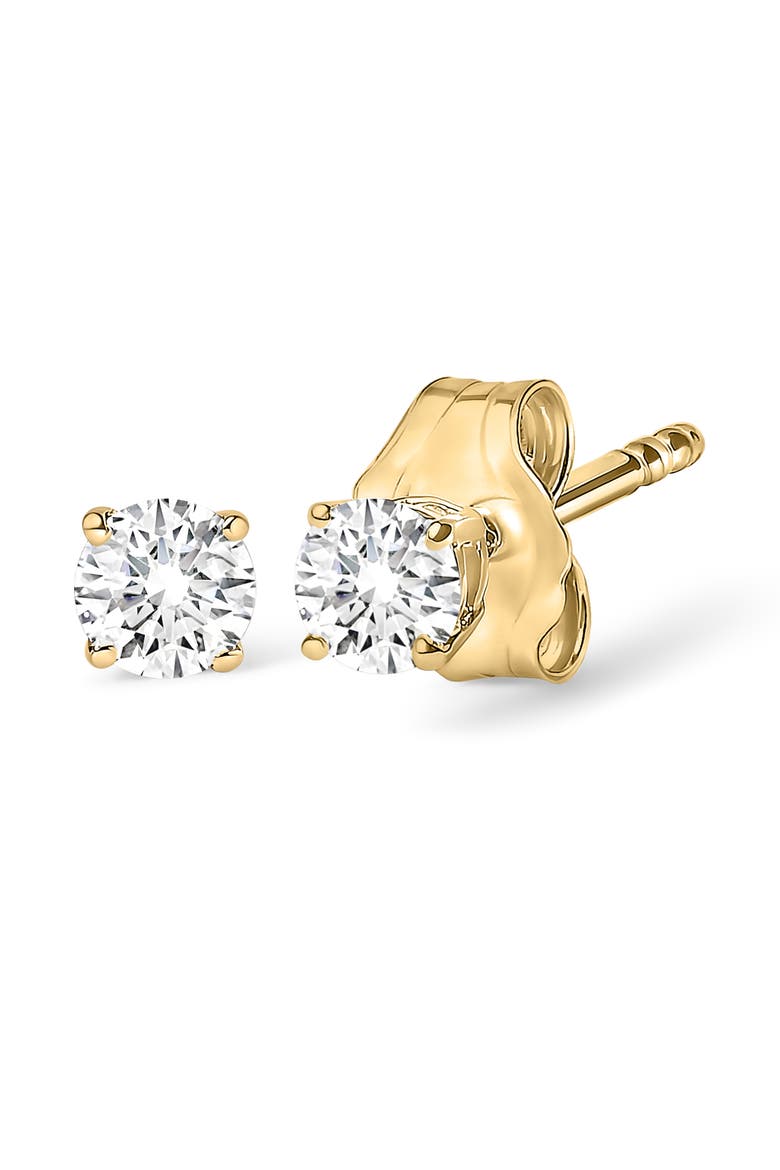 14K Gold 1.0 Cttw Lab Grown Diamond Solitaire Stud Earrings, Alternate, color, Yellow