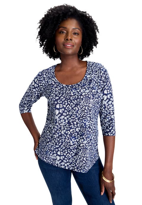 Stretch Cotton Scoop Neck Tee (Plus)