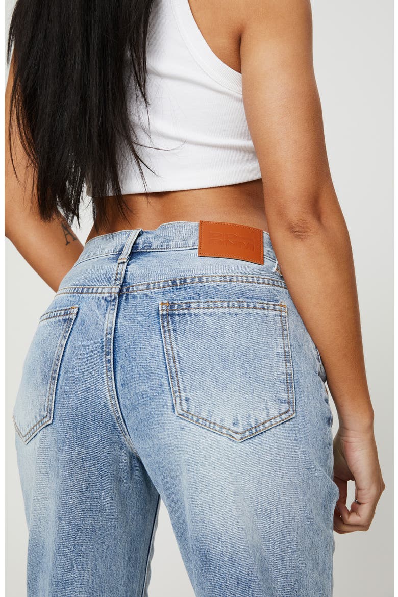 Holly Asymmetric Crossover Waist Rigid Straight Leg Jeans, Alternate, color, BLUE