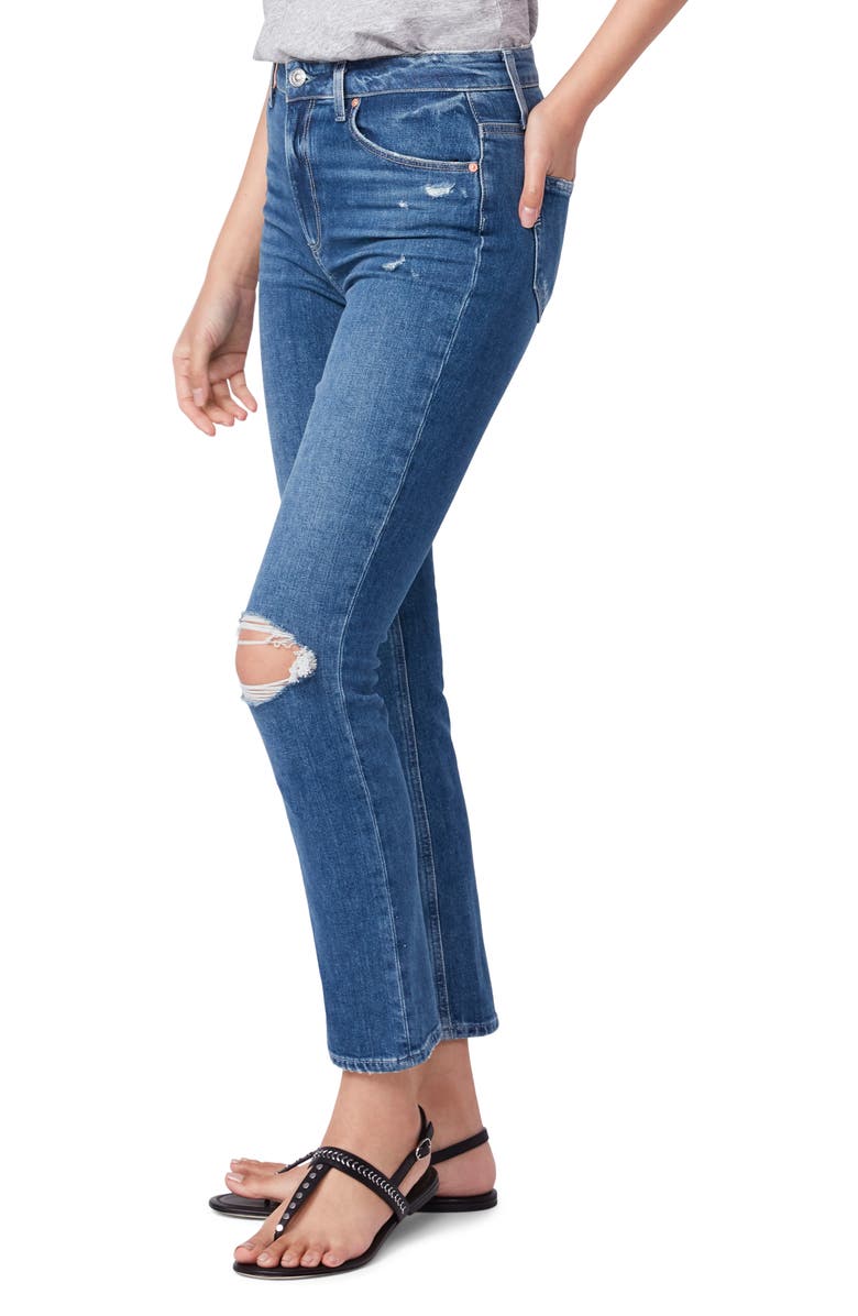PAIGE Sarah Ripped High Waist Slim Jeans, Alternate, color,
