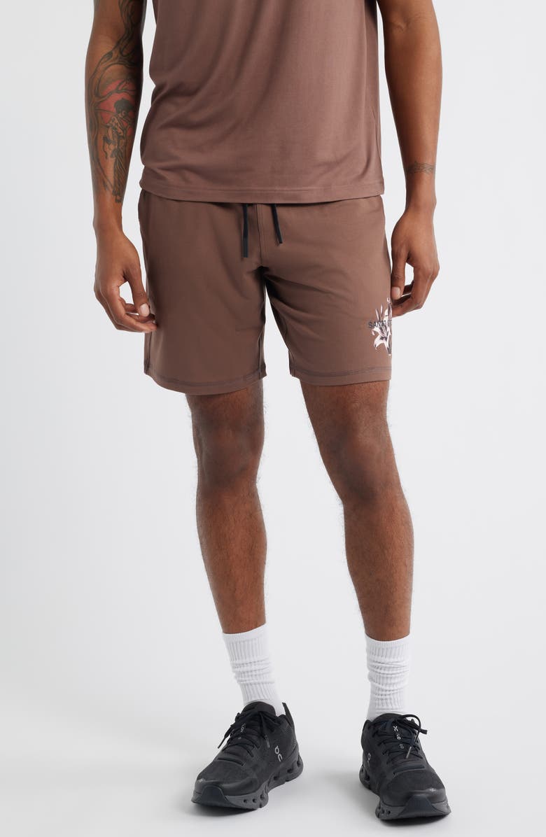 SANTO STUDIO Tempo Good Energy Comfort Fleece Shorts, Main, color, Holy Brown