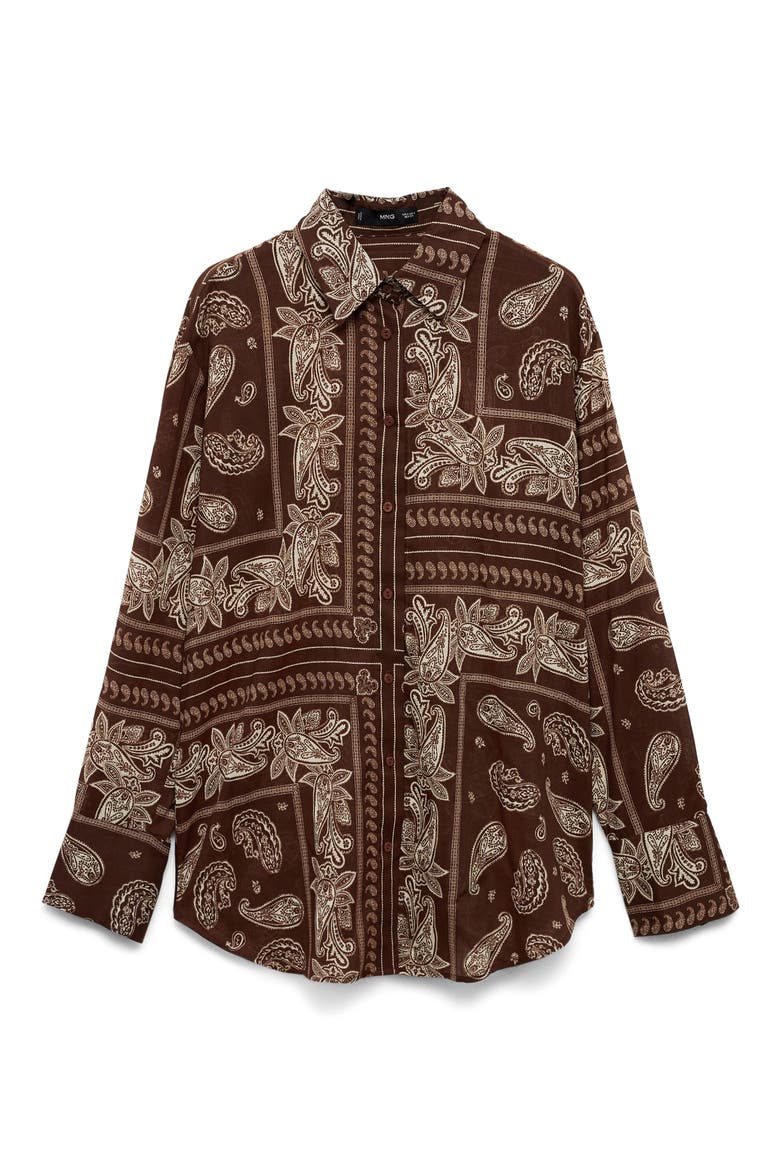 Paisley Cotton Button-Up Shirt, Alternate, color, BROWN