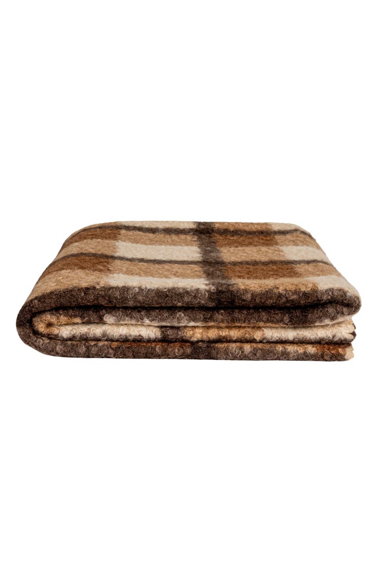 Fabric Faux Throw, Brown Plaid, Alternate, color, Brown