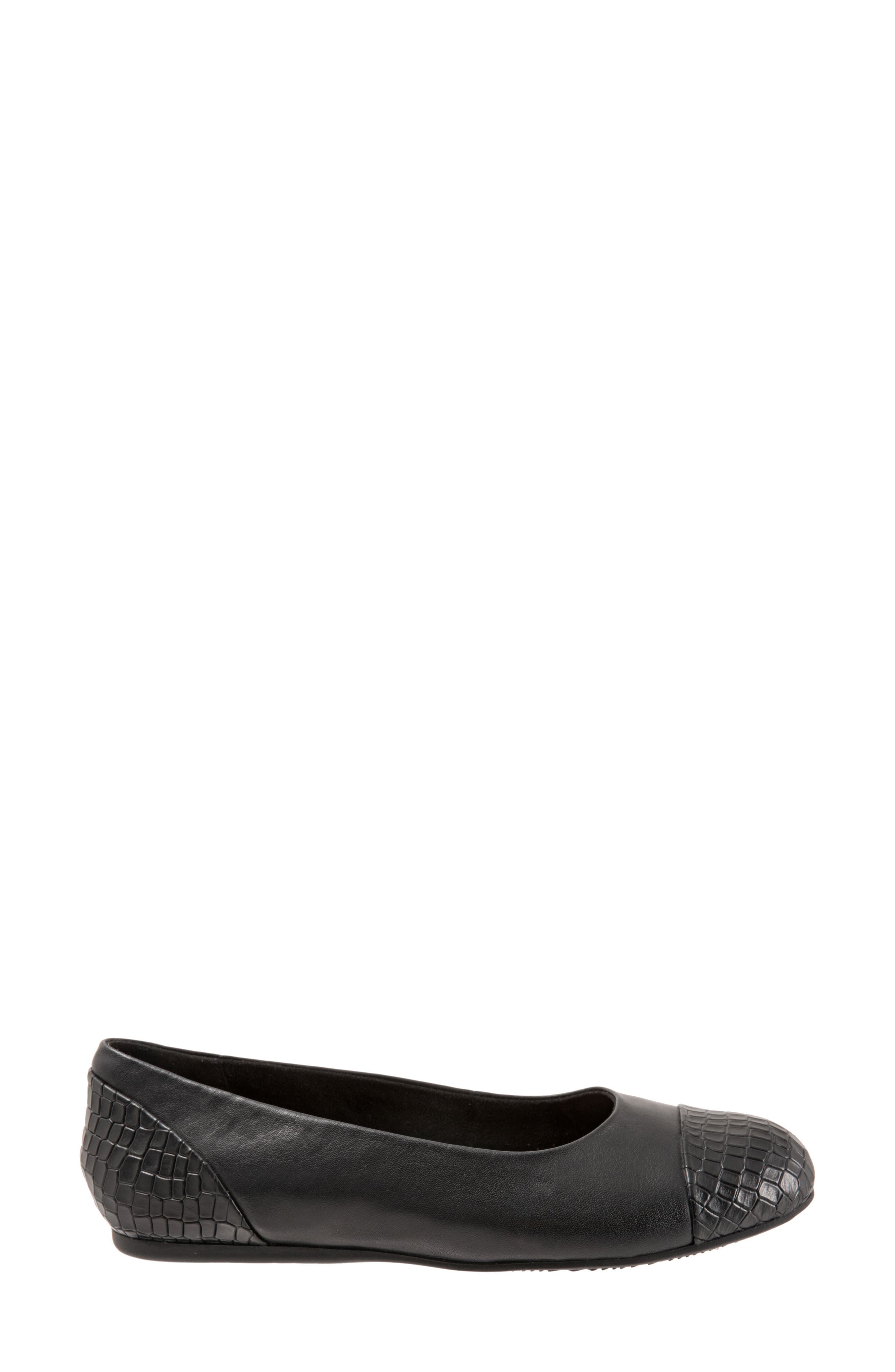 Sonoma Cap Toe Flat, Alternate, color, BLACK / CROCO LEATHER