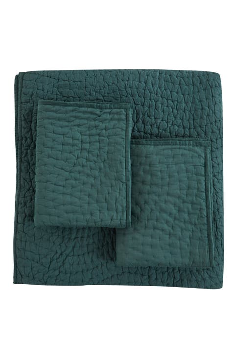 Voile Solid Cotton Quilt & Sham Set