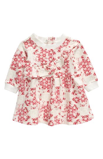 TINY TRIBE TINY TRIBE TILE PRINT CROSSOVER RUFFLE DRESS 