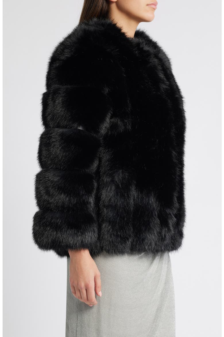 Faux Fur Jacket, Alternate, color, BLACK